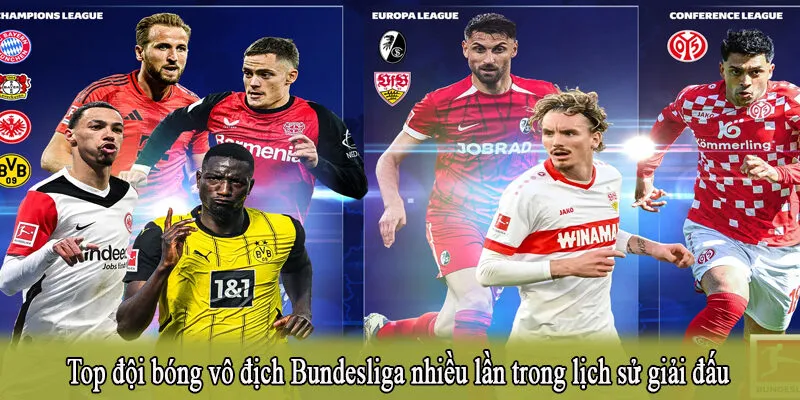 Top đội bóng vô địch Bundesliga nhiều lần trong lịch sử giải đấu